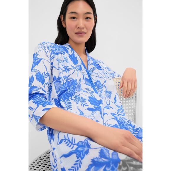 RO'S GARDEN Blue Tiffany Asha Long Kurta Size L NWT Retail $185 Tuckernuck - Picture 5 of 8